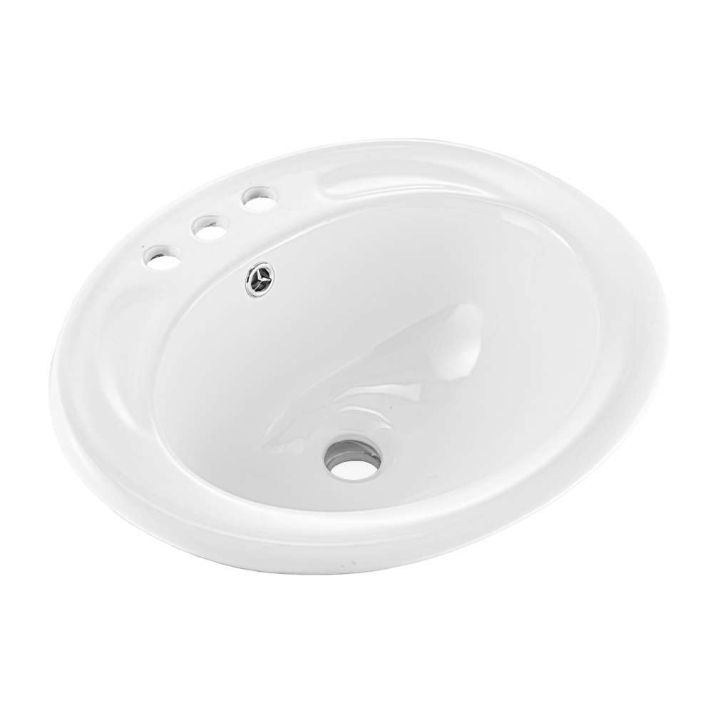 VEVOR Lavandino Sottopiano Lavabo per Bagno 485 x 425 mm, Lavello Rettangolare in Ceramica con Foro di Troppopieno, Lavabo da Bagno Sottotop, Foro per Rubinetto 28 mm Apertura Troppopieno 22mm