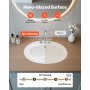 VEVOR Lavandino Sottopiano Lavabo per Bagno 485 x 425 mm, Lavello Rettangolare in Ceramica con Foro di Troppopieno, Lavabo da Bagno Sottotop, Foro per Rubinetto 28 mm Apertura Troppopieno 22mm