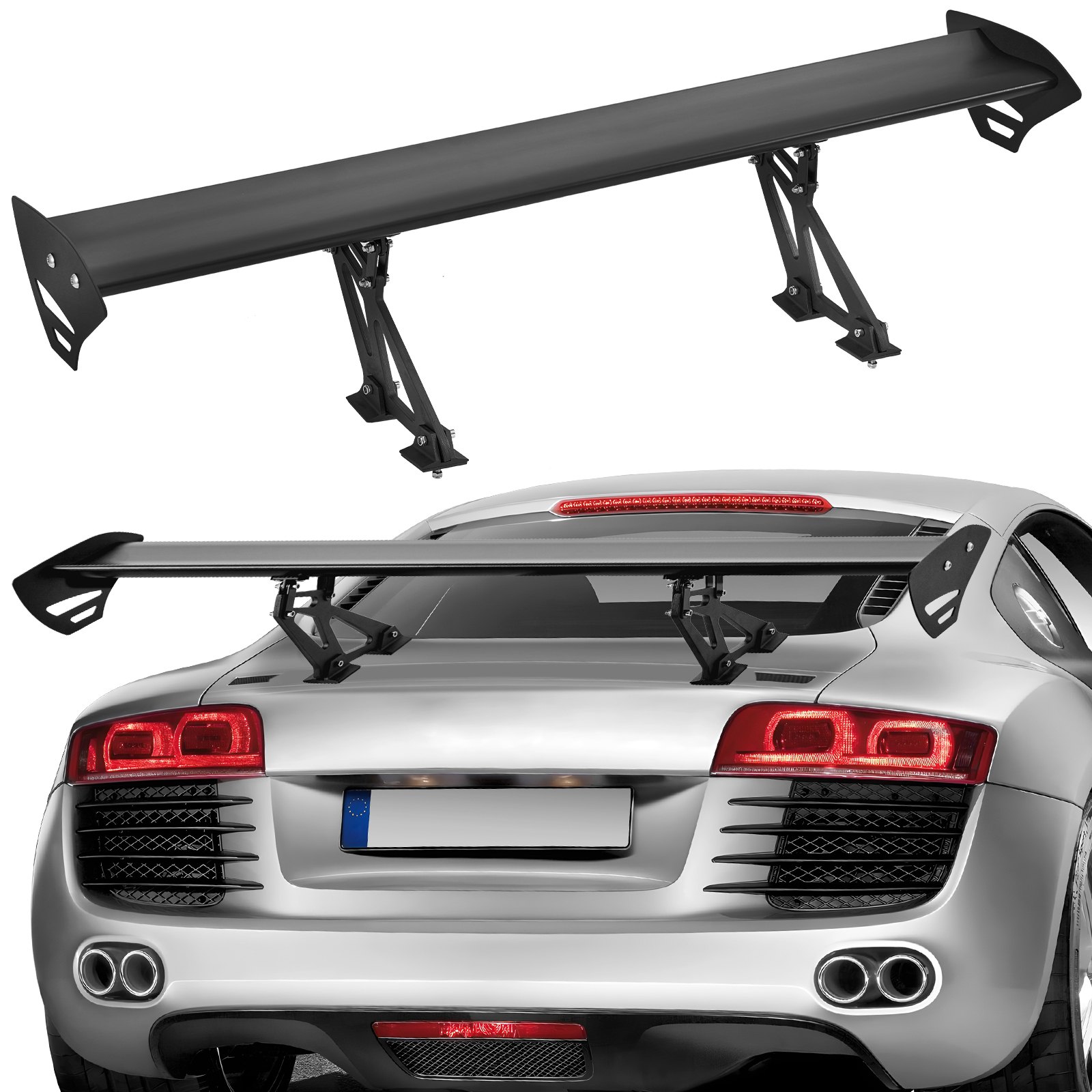 VEVOR GT Wing Spoiler per Auto, Spoiler Universale da 1100 mm con Ponte Singolo, Alluminio Leggero Regolabile, Ala Spoiler Posteriore, Spoiler Posteriore per Auto, Spoiler da Corsa BGW/JDM Drift Nero
