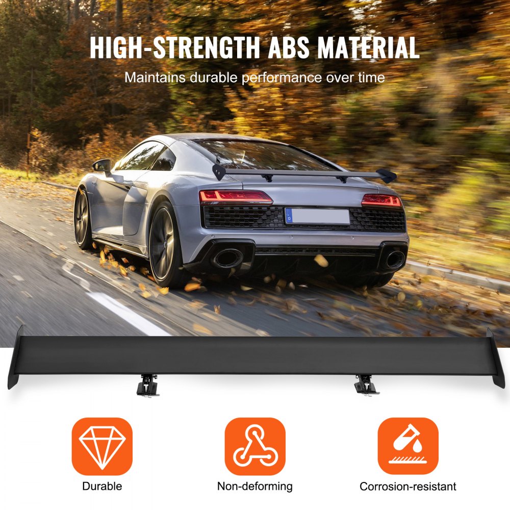 VEVOR GT Wing Car Spoiler, 43.3 Inch Universal Single-Deck Spoiler, Adjustable Lightweight Aluminum, Car Rear Spoiler Wing, Racing Spoiler BGW/JDM Drift Black
