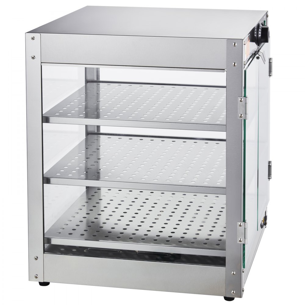 VEVOR Scaldavivande Commerciale a 3 Livelli, Scaldavivande da 800 W con Luce per Migliorare l'esposizione degli Alimenti, Controllo della Temperatura da 30 ℃ ~ 85 ℃, Grande capacità di 90 Litri per Hamburger, Pizza, Pane, Pollo Fritto