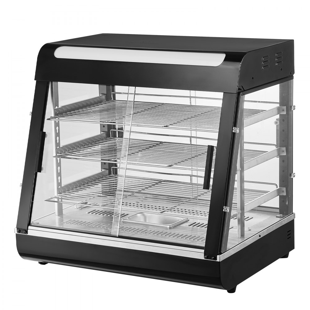 VEVOR 3-Tier Commercial Food Warmer, 1200W Food Warmer with Light, Adjustable Shelf and Temperature Display, 30℃ - 85℃ Steam Heating, 111L Capacity for Hamburgers, Pizza, Bread, Roast Chicken