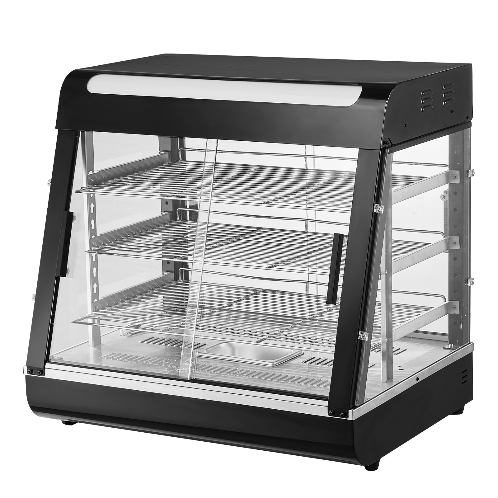 VEVOR 3-Tier Commercial Food Warmer, 1200W Food Warmer with Light, Adjustable Shelf and Temperature Display, 30℃ - 85℃ Steam Heating, 111L Capacity for Hamburgers, Pizza, Bread, Roast Chicken