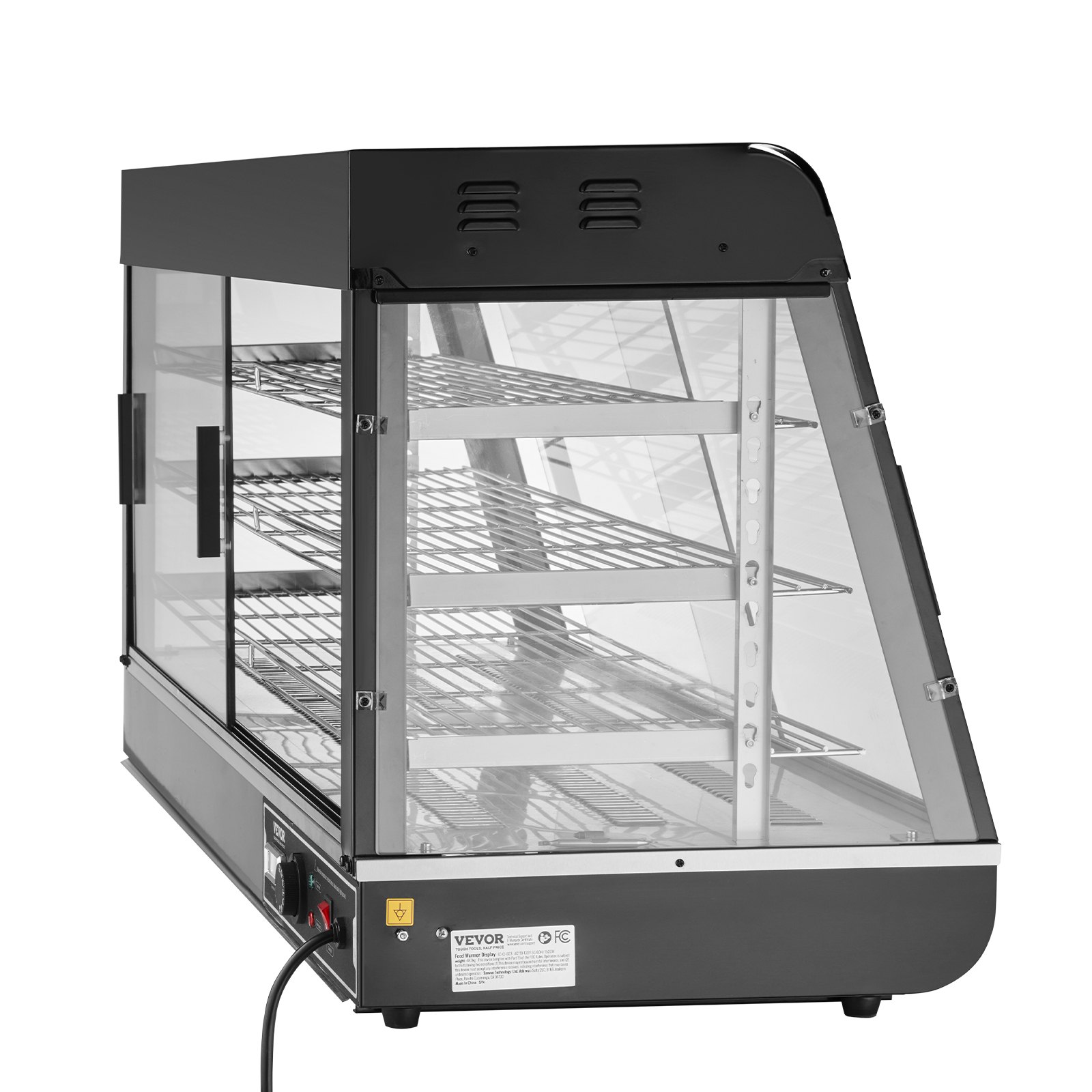 VEVOR 3-Tier Commercial Food Warmer, 1500W Food Warmer with Light, Adjustable Shelf and Temperature Display, 30℃ - 85℃ Steam Heating, 180L Capacity for Hamburgers, Pizza, Bread, Roast Chicken