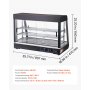 VEVOR Espositore Scaldavivande Commerciale a 3 Livelli, Espositore Scaldavivande da 1400 W con Luce LED, Vano Portaoggetti Superiore e Ripiani Regolabili, per Hamburger, Pizza, Pane, Pollo Fritto
