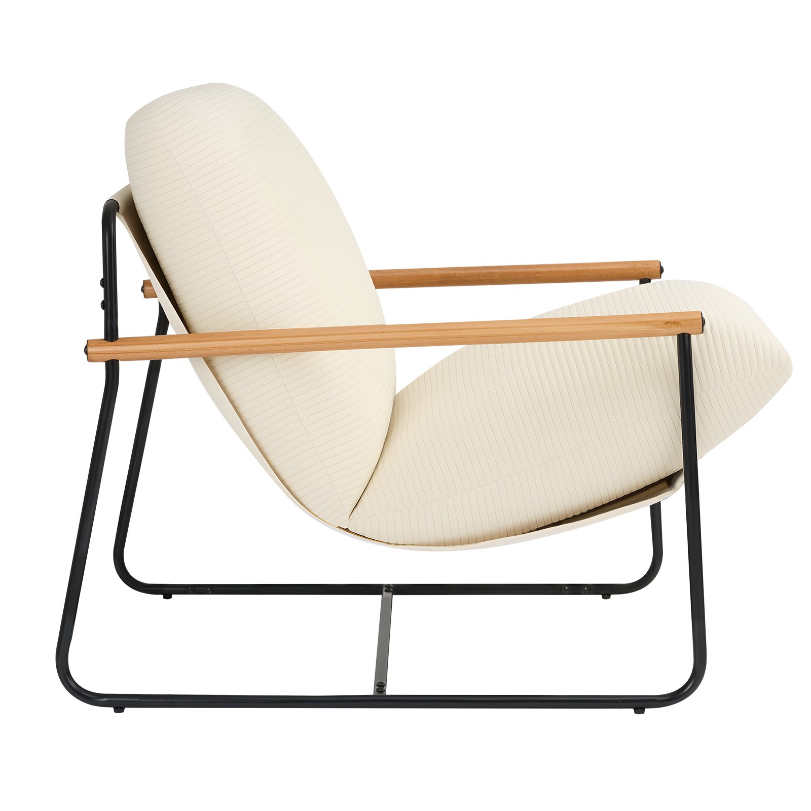 VEVOR Poltrona da Soggiorno Lounge, Sedia Imbottita con Schiuma, Struttura in Metallo e Cuscino Rimovibile, Sedia Rilassante per Soggiorno, Camera da Letto, Sala Lettura, Ufficio, Beige