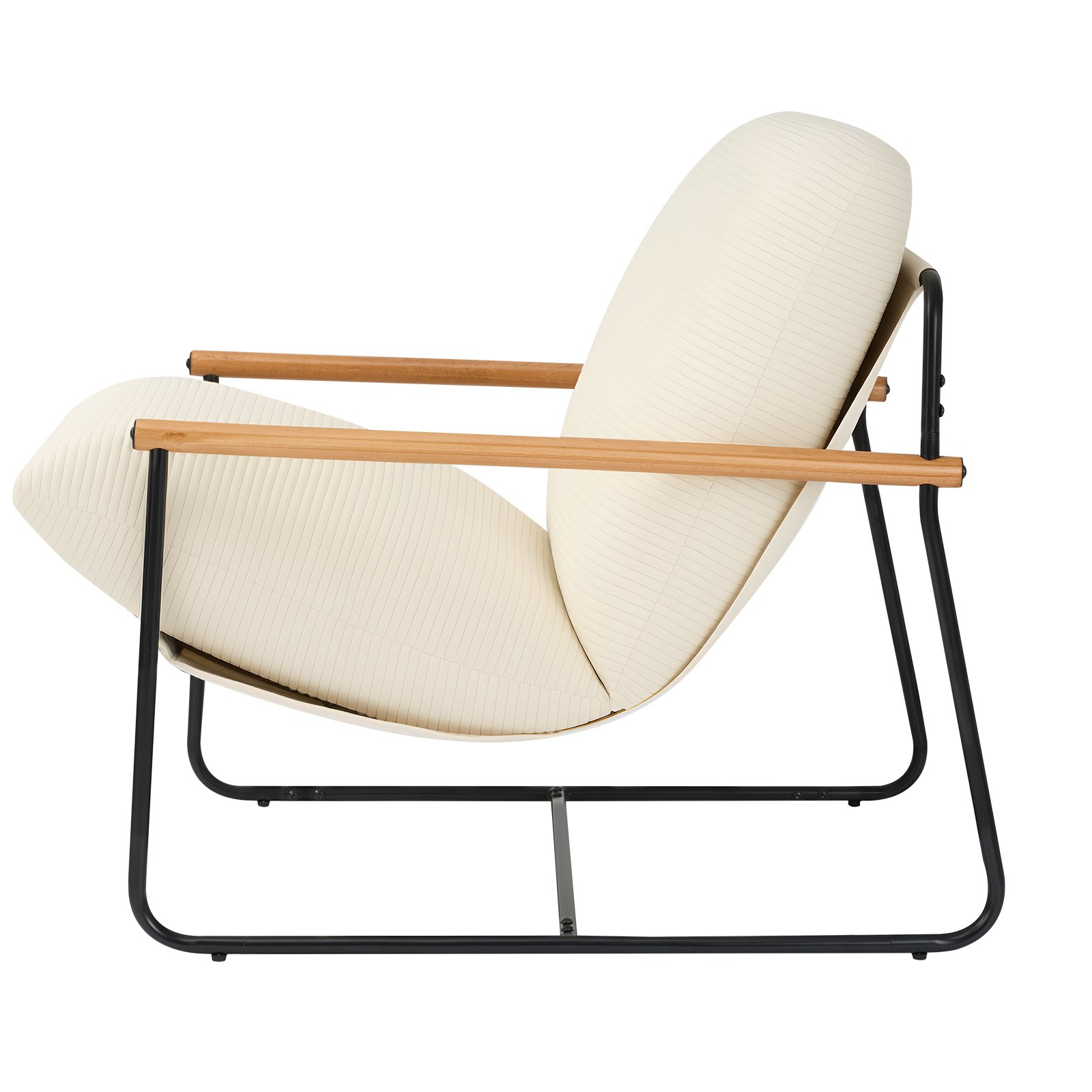 VEVOR Poltrona da Soggiorno Lounge, Sedia Imbottita con Schiuma, Struttura in Metallo e Cuscino Rimovibile, Sedia Rilassante per Soggiorno, Camera da Letto, Sala Lettura, Ufficio, Beige