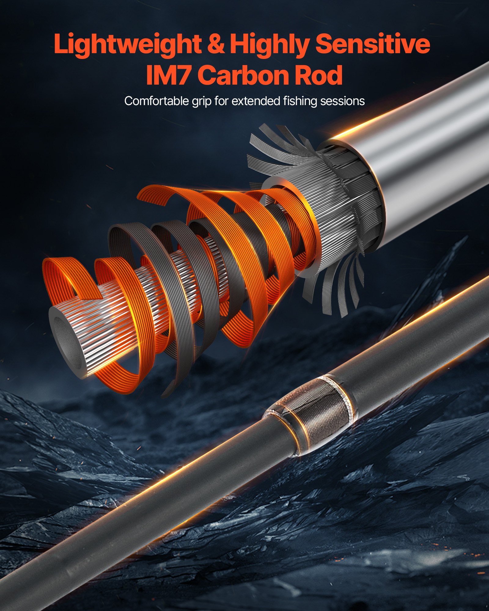 VEVOR Fly Fishing Combo Kit, IM7 Carbon Fly Fishing Rod and Reel Combo, Starter Fly Rod and Reel Outfit with Rod Bag, Tackle Box, 6 Short-Tail & 4 Long-Tail Fly Hooks, for Travel, Holiday Choice