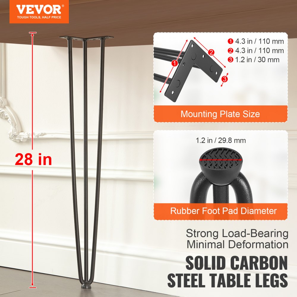 VEVOR VEVOR Gambe per Tavolo da 4 Pezzi Gambe a Forcina, Kit di