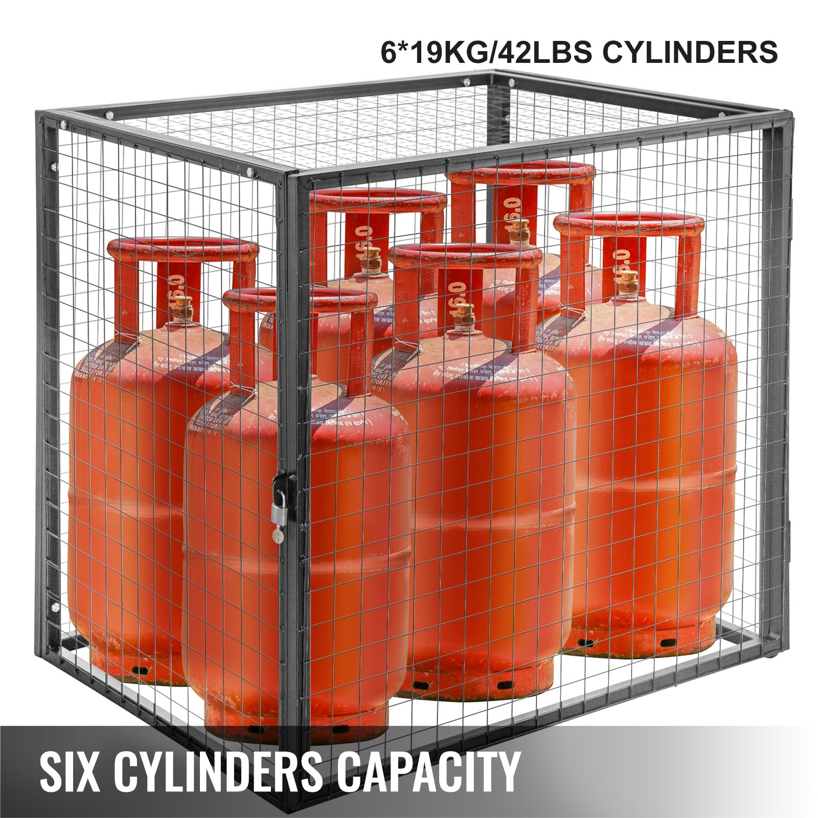 Vevor Carro Armato Di Gas 6 X19kg Gabbia Del Gas Dei Cilindri Di Verticali