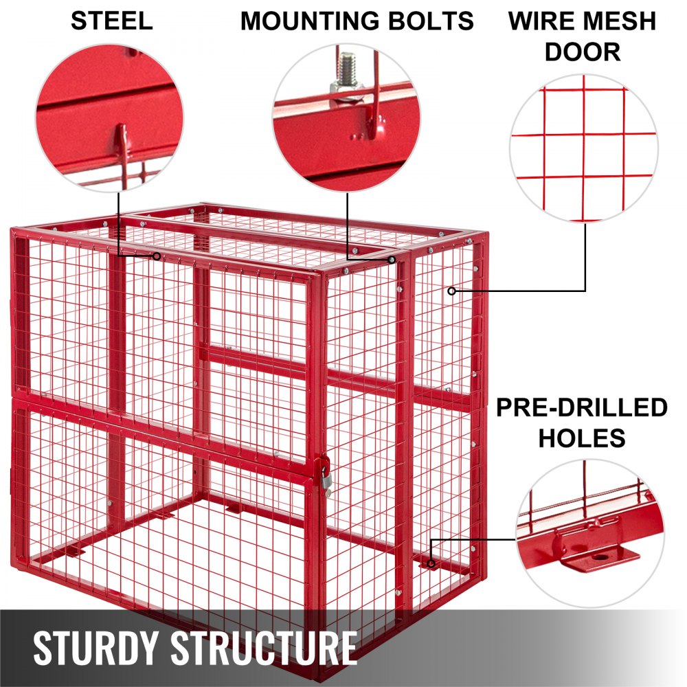 Vevor Gabbia Di Stoccaggio Verticale 6 X19kg Gabbie Del Gas Dei Cilindri Rossa