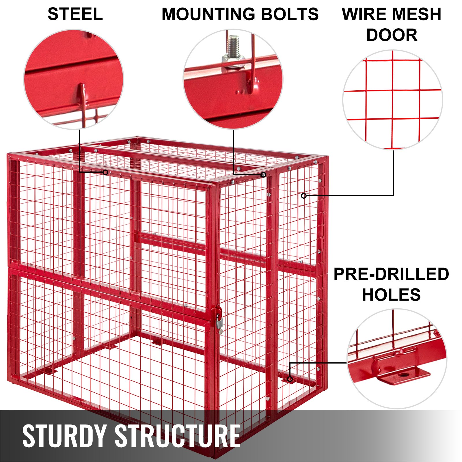 Vevor Gabbia Di Stoccaggio Verticale 6 X19kg Gabbie Del Gas Dei Cilindri Rossa
