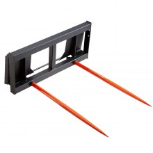VEVOR Raccoglitrice per Balle di Fieno Capacità di Carico max. 1360kg Forca per Balle 2 Denti, Forche Chiodate Attacco per Benna con 2 Stabilizzatori 125 mm per Trattori, Minipale, Agricoltori, Campi