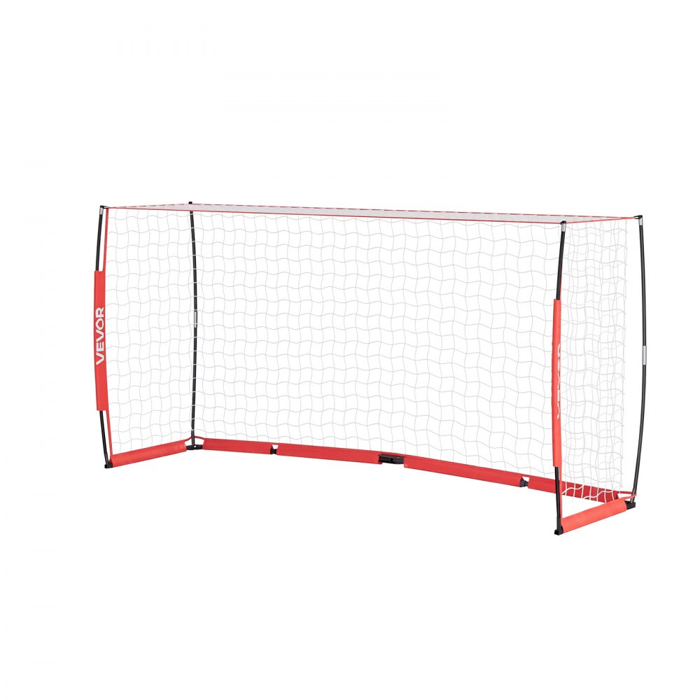 VEVOR Porta da Calcio 3,66x1,83m Base Metallo Pali in Fibra di Vetro Rosso Attrezzatura per Allenamento da Campo, Stadio, Giardino, Cortile, all'Aperto, Portatile, con Borsa per Trasporto, Picchetti