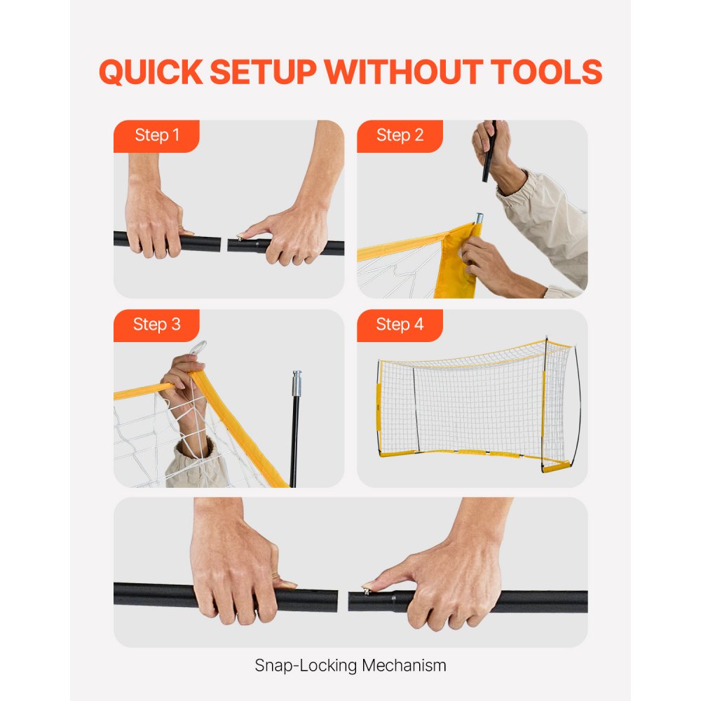 VEVOR Porta da Calcio Portatile, Rete da Calcio Giardino per Allenamento Adulti Bambini, Set Porte Allenamento con Struttura in Fibra di Vetro in Acciaio e Borsa Trasporto, Giallo 1828 x 3657 mm