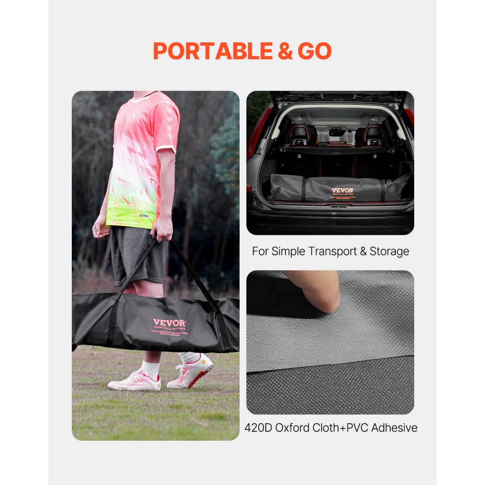 VEVOR Porta da Calcio Portatile, Rete da Calcio Giardino per Allenamento Adulti Bambini, Set Porte Allenamento con Struttura in Fibra di Vetro in Acciaio e Borsa Trasporto, Giallo 1828 x 3657 mm
