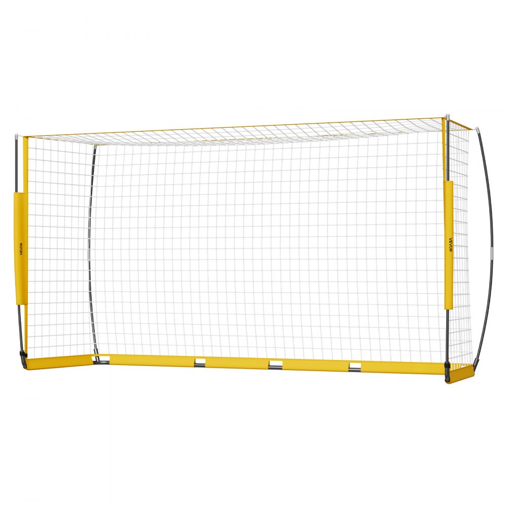 VEVOR Porta da Calcio Portatile, Rete da Calcio Giardino per Allenamento Adulti Bambini, Set Porte Allenamento con Struttura in Fibra di Vetro in Acciaio e Borsa Trasporto, Giallo 1828 x 3657 mm