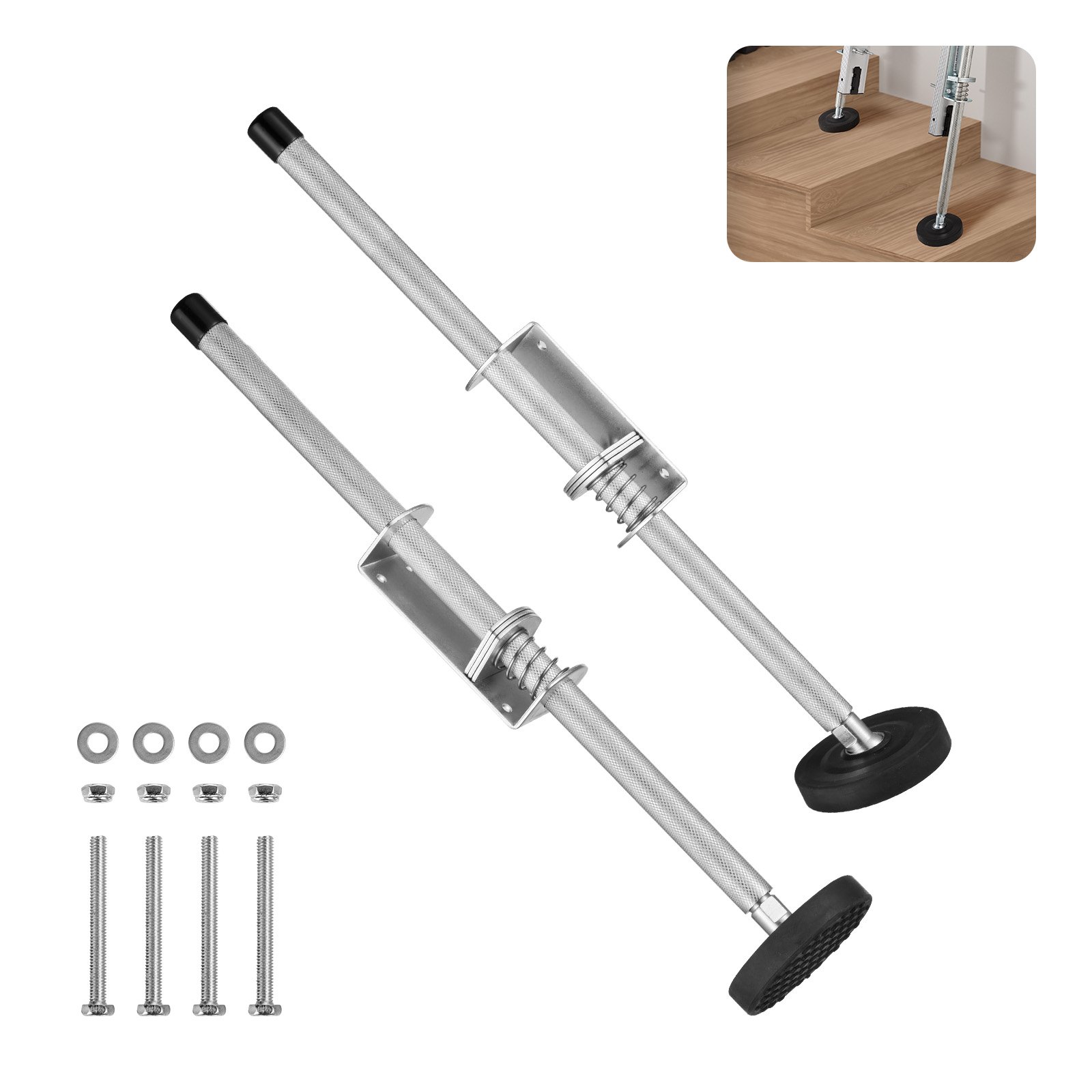 VEVOR Livellatore per Scale, 595 mm in Acciaio 249,5 kg Strumento di Livellamento, Tramoggia di Lancio, Stabilizzatore Scale con Contenitore, Accessori per Scale Estensibili, per Terreni Irregolari