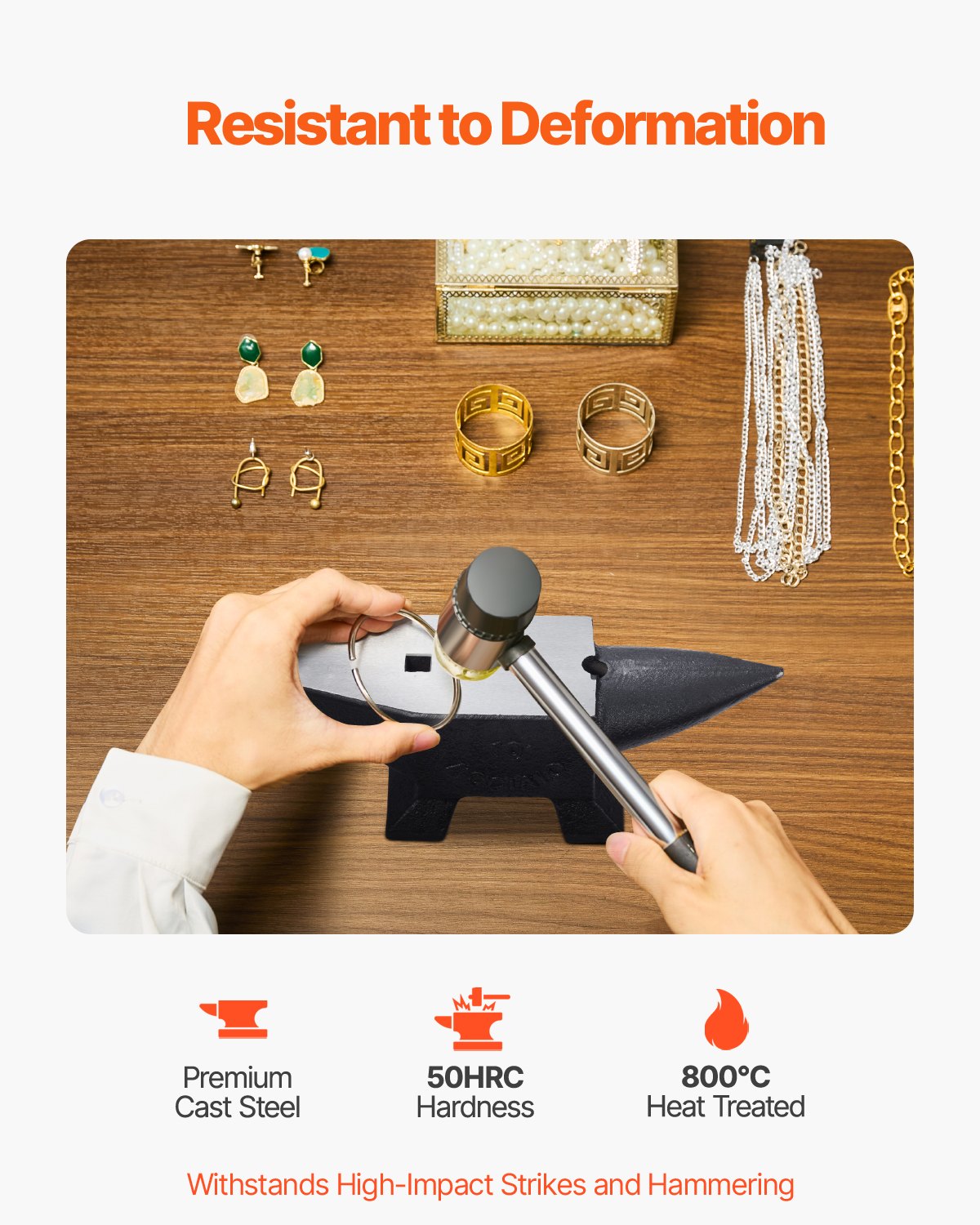 VEVOR Incudine da Fabbro in Acciaio con Corno Rotondo da 10 kg 22 LBS, Incudine in Acciaio con 2 Fori per Lavori in Metallo, Incudine Fabbro per Rivettare, Appiattire, Forgiare e Formare Metallo