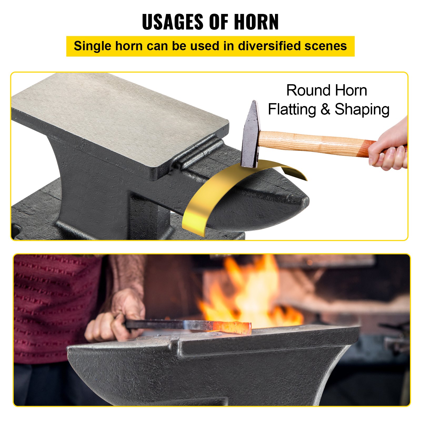 VEVOR Incudine in ghisa, 25 Lbs (11 kg) con piano di lavoro da 17,2 x 8,9 cm e base stabile, fabbro ad incudine rotonda ad alta durezza, per piegare, modellare, torcere