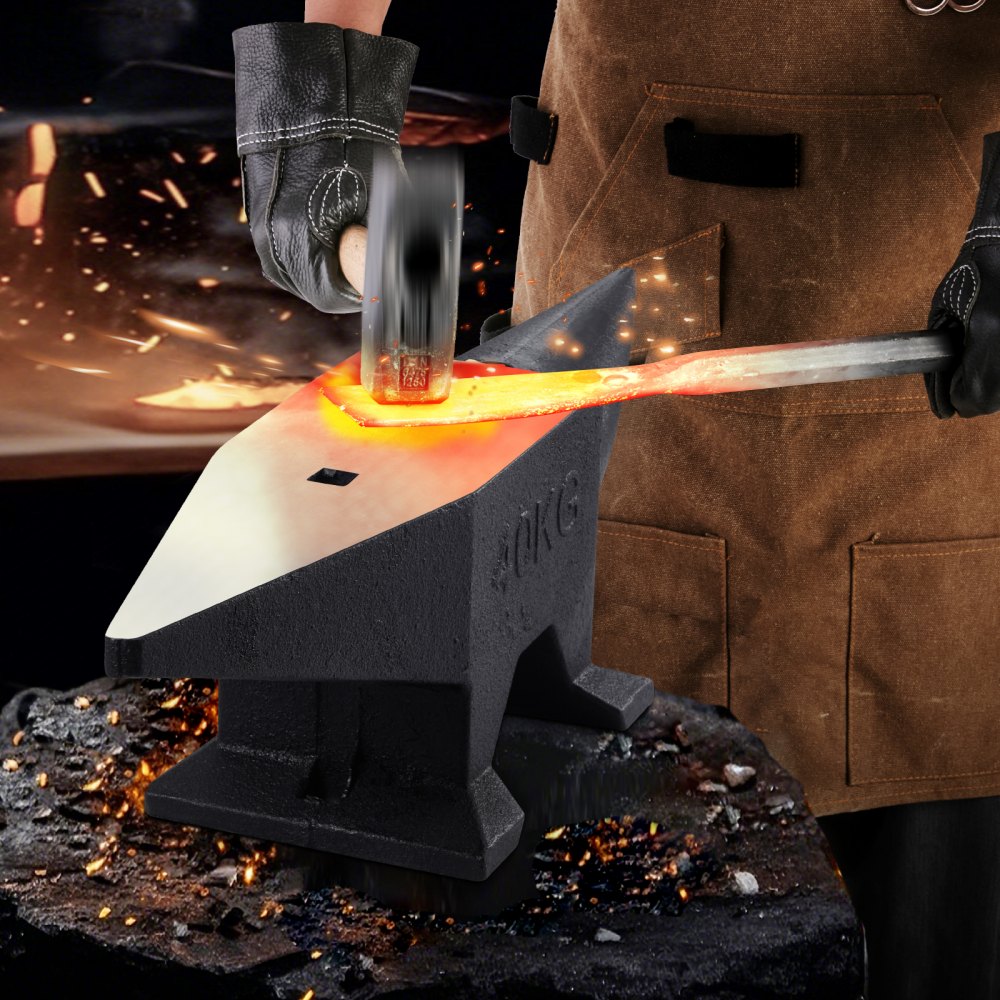 VEVOR Incudine da Fabbro in Acciaio con Corno Rotondo da 88 LBS, Incudine in Acciaio con 2 Fori da 40 KG per Lavori in Metallo, Incudine Fabbro per Rivettare, Appiattire, Forgiare e Formare Metallo