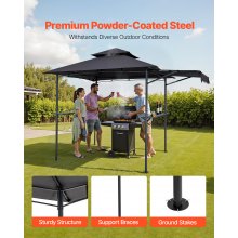 VEVOR Gazebo per Barbecue 243x150 cm, Tenda Gazebo per Barbecue da Esterno con Tettoia, Tetto a 2 Livelli, Copertura per BBQ da Giardino in Acciaio Verniciato a Polvere, per Grigliate, Feste, Picnic