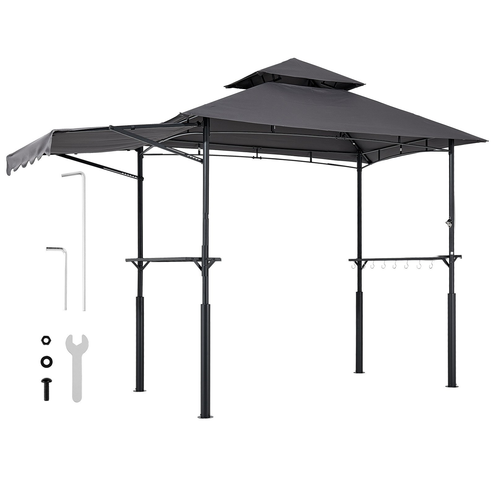 VEVOR Gazebo per Barbecue 243x150 cm, Tenda Gazebo per Barbecue da Esterno con Tettoia, Tetto a 2 Livelli, Copertura per BBQ da Giardino in Acciaio Verniciato a Polvere, per Grigliate, Feste, Picnic