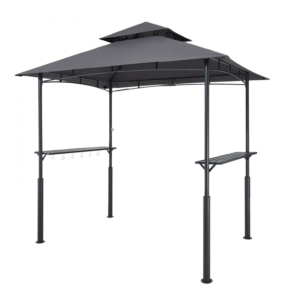 VEVOR Gazebo per Barbecue 243 x 150 cm, Tettoia per Barbecue da Esterno Rinforzato con Tetto a 2 Livelli, Copertura da Giardino in Acciaio Verniciato a Polvere, per Grigliate, Feste, Picnic, Giardino