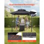 VEVOR Gazebo per Barbecue 243 x 150 cm, Tettoia per Barbecue da Esterno Rinforzato con Tetto a 2 Livelli, Copertura da Giardino in Acciaio Verniciato a Polvere, per Grigliate, Feste, Picnic, Giardino