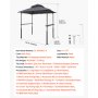 VEVOR Gazebo per Barbecue 243 x 150 cm, Tettoia per Barbecue da Esterno Rinforzato con Tetto a 2 Livelli, Copertura da Giardino in Acciaio Verniciato a Polvere, per Grigliate, Feste, Picnic, Giardino
