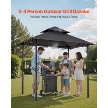 VEVOR Gazebo per Barbecue 243 x 150 cm, Tettoia per Barbecue da Esterno Rinforzato con Tetto a 2 Livelli, Copertura da Giardino in Acciaio Verniciato a Polvere, per Grigliate, Feste, Picnic, Giardino