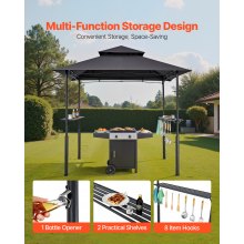 VEVOR Gazebo per Barbecue 243 x 150 cm, Tettoia per Barbecue da Esterno Rinforzato con Tetto a 2 Livelli, Copertura da Giardino in Acciaio Verniciato a Polvere, per Grigliate, Feste, Picnic, Giardino