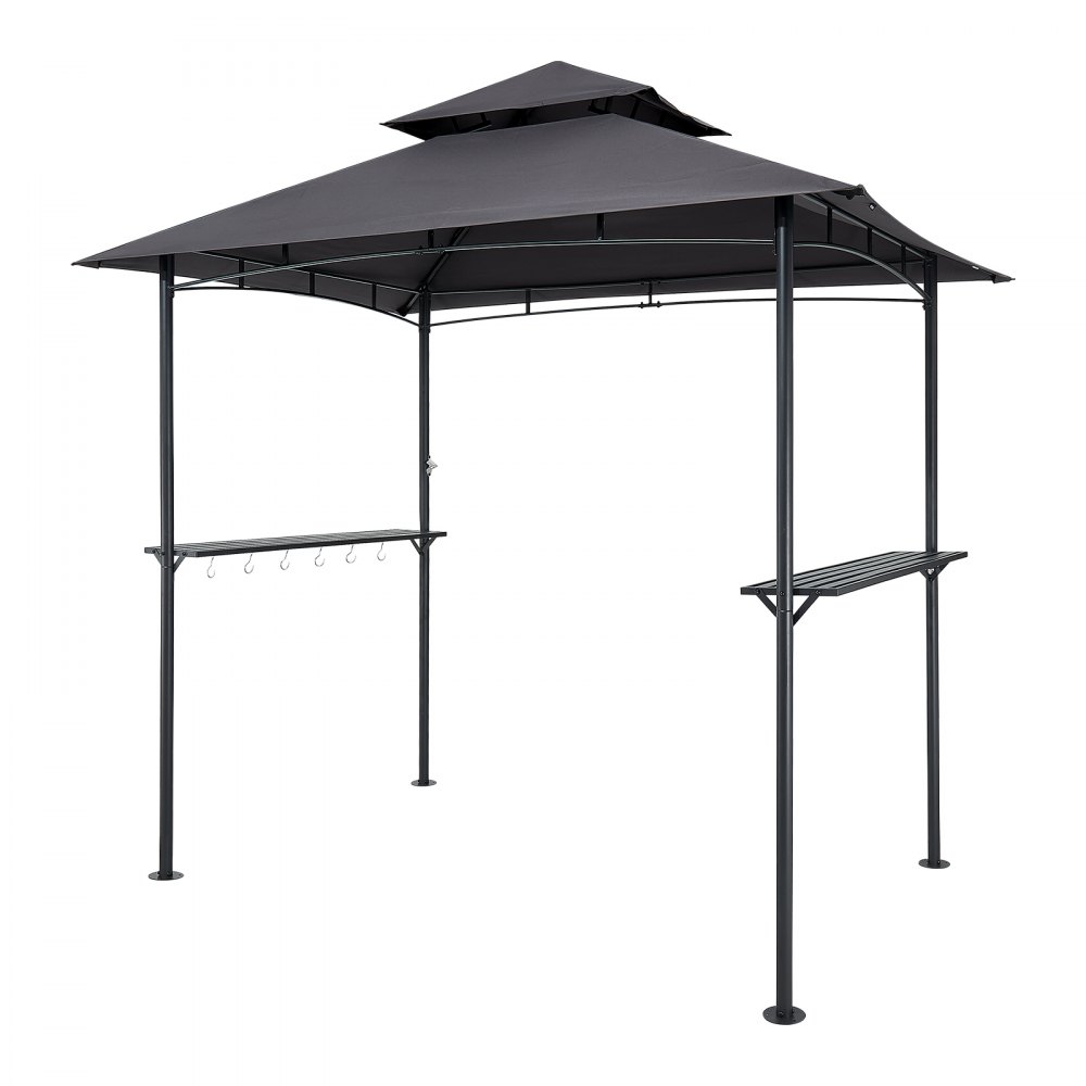VEVOR Gazebo per Barbecue 243 x 150 cm, Gazebo per Barbecue da Esterno con Tetto a 2 Livelli, Copertura per Barbecue da Giardino in Acciaio Verniciato a Polvere, per Grigliate, Feste, Picnic