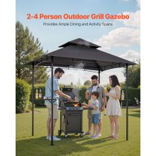 VEVOR Gazebo per Barbecue 243 x 150 cm, Gazebo per Barbecue da Esterno con Tetto a 2 Livelli, Copertura per Barbecue da Giardino in Acciaio Verniciato a Polvere, per Grigliate, Feste, Picnic