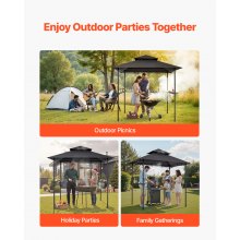 VEVOR Gazebo per Barbecue 243 x 150 cm, Gazebo per Barbecue da Esterno con Tetto a 2 Livelli, Copertura per Barbecue da Giardino in Acciaio Verniciato a Polvere, per Grigliate, Feste, Picnic