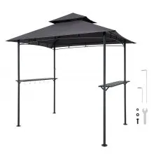 Offerte VEVOR Gazebo per Barbecue 243 x 150 cm, Gazebo per Barbecue da Esterno con Tetto a 2 Livelli, Copertura per Barbecue da Giardino in