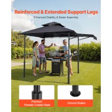 VEVOR Gazebo per Barbecue 243 x 150 cm, Gazebo per Barbecue da Esterno con Tetto Tettoia Parasole, Copertura per Barbecue da Giardino in Acciaio Verniciato a Polvere, per Grigliate, Feste, Picnic