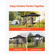 VEVOR Gazebo per Barbecue 243 x 150 cm, Gazebo per Barbecue da Esterno con Tetto Tettoia Parasole, Copertura per Barbecue da Giardino in Acciaio Verniciato a Polvere, per Grigliate, Feste, Picnic