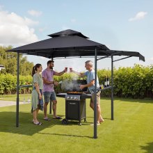 VEVOR Gazebo per Barbecue 243 x 150 cm, Gazebo per Barbecue da Esterno con Tetto Tettoia Parasole, Copertura per Barbecue da Giardino in Acciaio Verniciato a Polvere, per Grigliate, Feste, Picnic