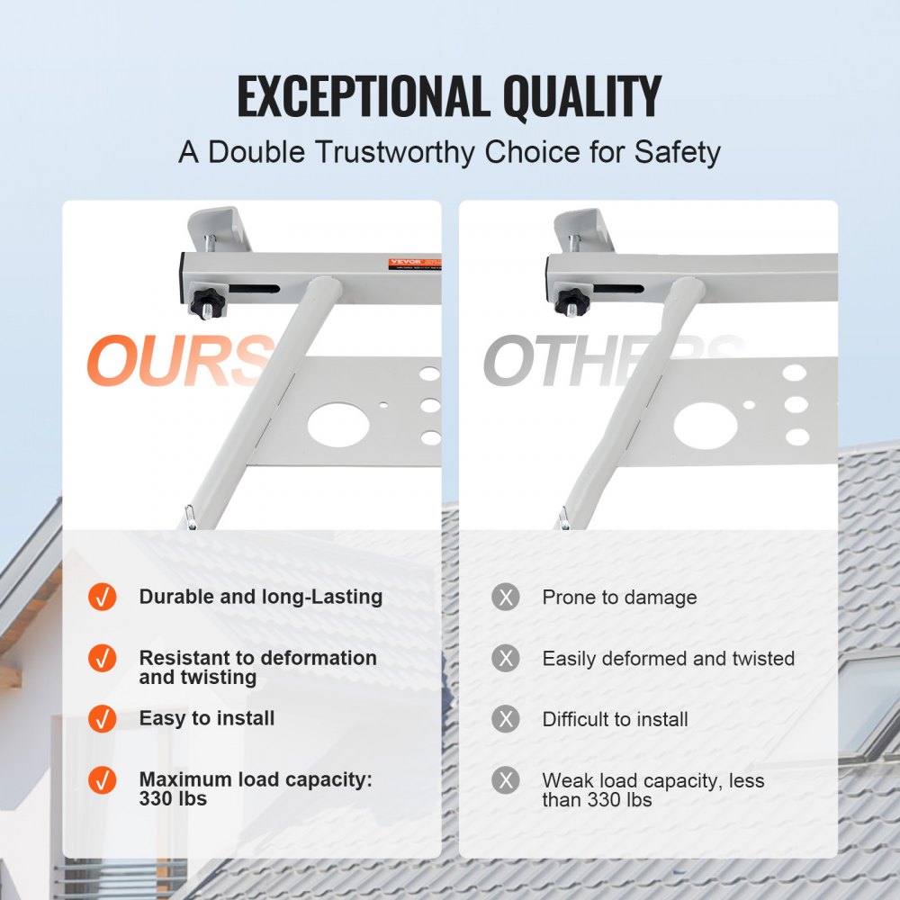 VEVOR Stabilizzatore per Scale, Piedini Regolabili per Scale di Prolunga, Accessori per Scale da Parete Resistenti per Grondaie, Ampia Adattabilità e Piedini in Gomma Antiscivolo, Portata di 150 kg