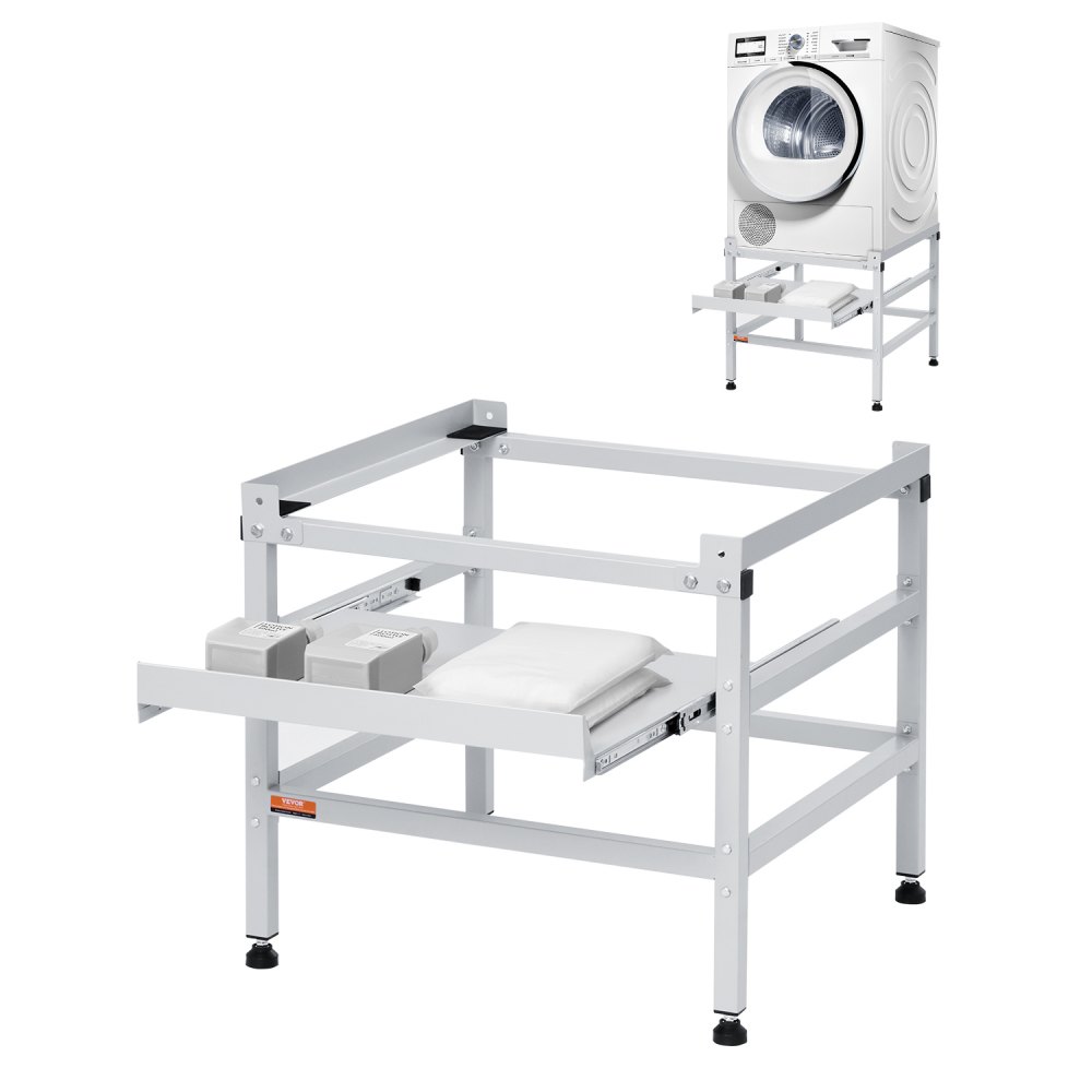 VEVOR Supporto Base per Lavatrice Piedistallo per Lavatrice Asciugatrice 640 x 635 x 615 mm Capacità Carico max. 136 kg, Base del Piedistallo per Lavatrice Asciugatrice con Vassoio per Sollevamento
