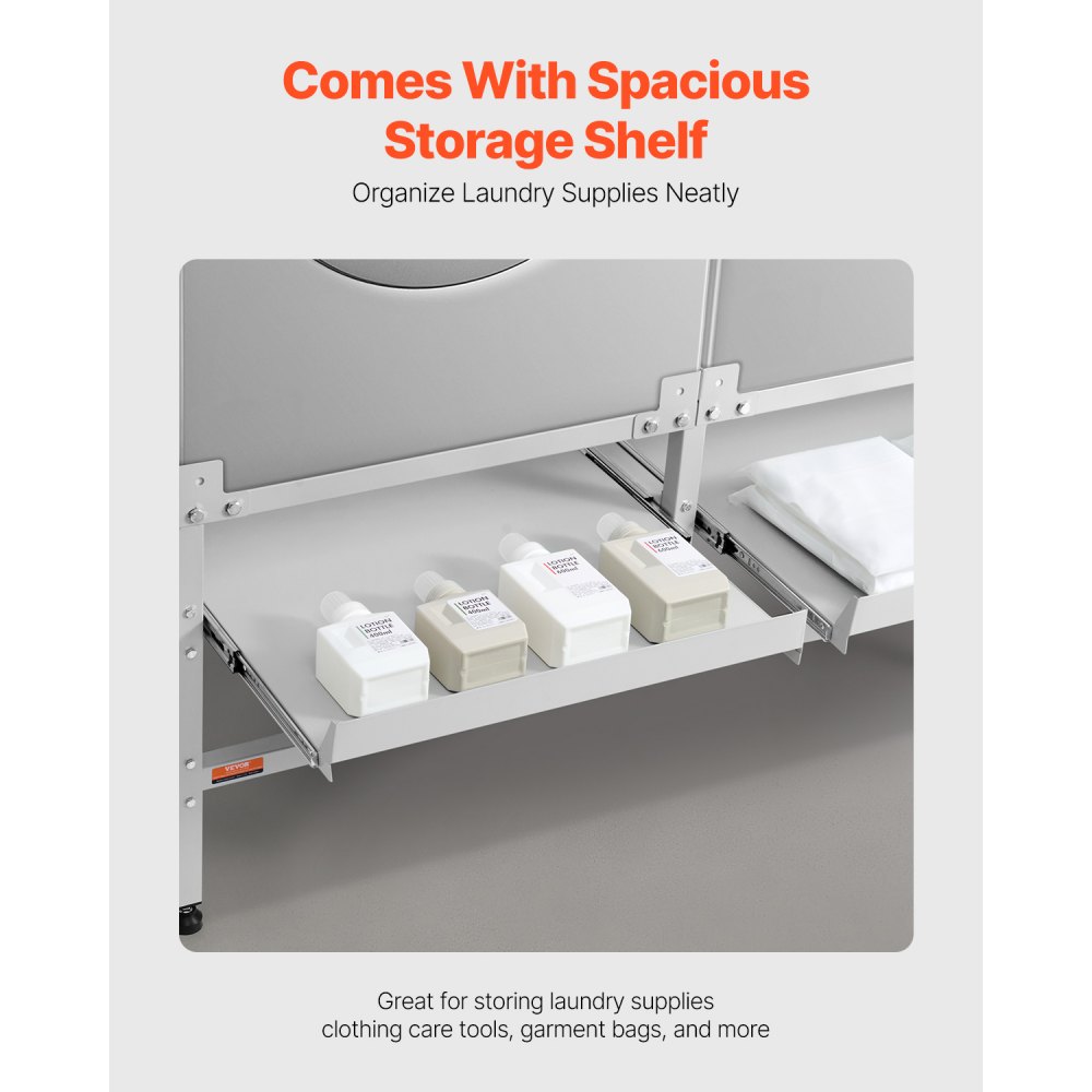 VEVOR Supporto Base per Lavatrice Piedistallo per Lavatrice Asciugatrice 1230 x 635 x 625 mm Capacità Carico max. 267 kg, Base Piedistallo per Lavatrice Asciugatrice con Vassoio Doppio Sollevamento