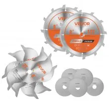VEVOR Set di Lame per Scanalature Ø 203,2 mm, Lama per Troncatrice Circolare per Scanalature, 12 Denti in Lega Affilati, con Prese d'Aria Riscaldanti Antirumore, per Taglio di Compensato Legno Duro