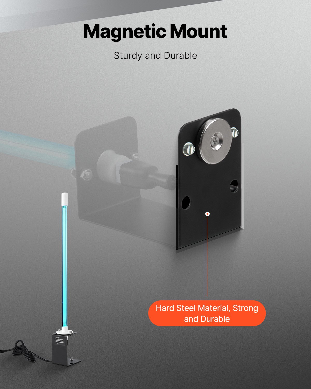 VEVOR Purificatore d'Aria HVAC per Tutta la Casa, Luce UV UVC nel Condotto per Aria Condizionata, Depuratore d'Aria con 1 Lampadina di Ricambio, Luci UV HVAC per Sistemi AC, 25 W 80 x 56 x 515 mm