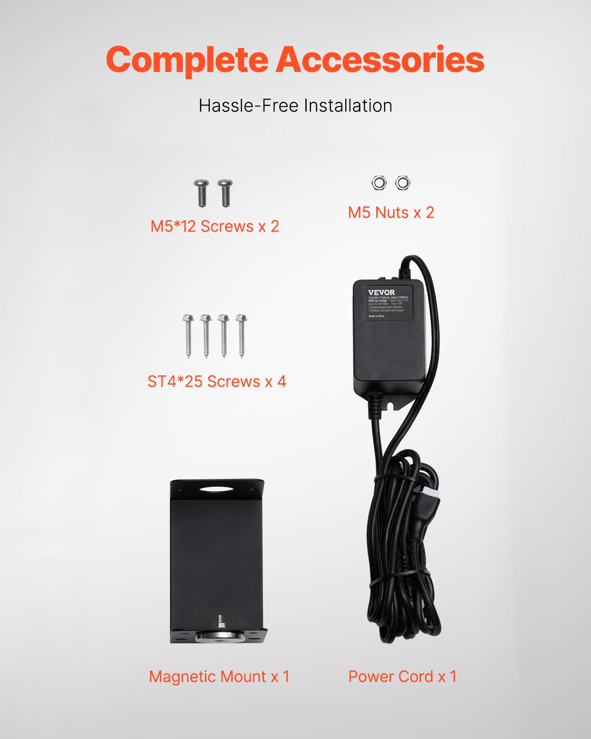 VEVOR Purificatore d'Aria HVAC per Tutta la Casa, Luce UV UVC nel Condotto per Aria Condizionata, Depuratore d'Aria con 1 Lampadina di Ricambio, Luci UV HVAC per Sistemi AC, 25 W 80 x 56 x 515 mm