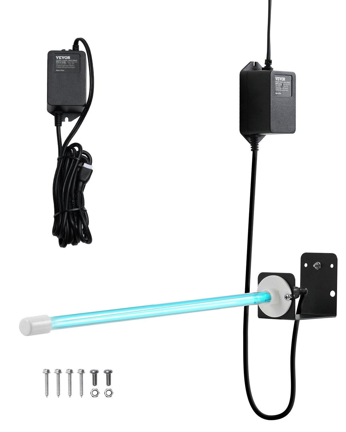 VEVOR Purificatore d'Aria HVAC per Tutta la Casa, Luce UV UVC nel Condotto per Aria Condizionata, Depuratore d'Aria con 1 Lampadina di Ricambio, Luci UV HVAC per Sistemi AC, 25 W 80 x 56 x 515 mm