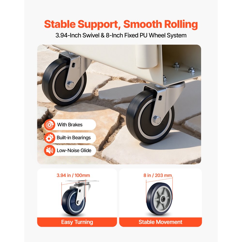 VEVOR U-Boat Platform Truck Dolly, 907.18 kg Load Capacity, Heavy Duty Steel Utility Cart, Industrial Hand Push Truck with Six Wheels and Dual Detachable Handles, for Warehouse, 1525 x 410 x 1510 mm