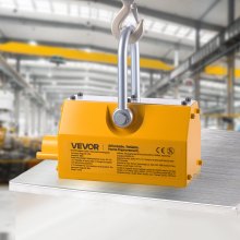 VEVOR Magnete Sollevamento Permanente, Capacità di Trazione 1000 kg, Supporto Magnetico al Neodimio N42, con Maniglia di Rilascio Gancio in Acciaio, Strumento per Movimentazione di Parti in Lamiera