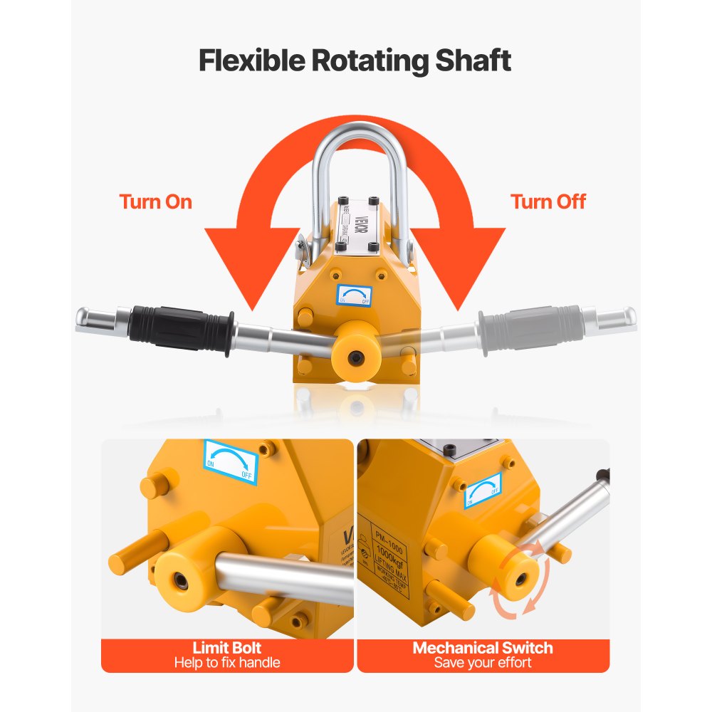 VEVOR Permanent Magnetic Lifter, 400 kg Pulling Capacity, Heavy Duty N42 Neodymium Lifting Magnet with Release Handle and Steel Hook, Used in Shop Crane and Hoist, for Lifting Plate Steel, Board