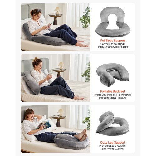 ENITYA Cuscino Da Lettura Per Adulti, Schienale Ergonomico Con Braccioli E Poggiatesta Rimovibili, Per Leggere E Guardare La TV A Letto